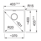 Franke Maris Flushmount 370mm Single Bowl Sink - MRG210-37ON-B Onyx - MRG21037ONB