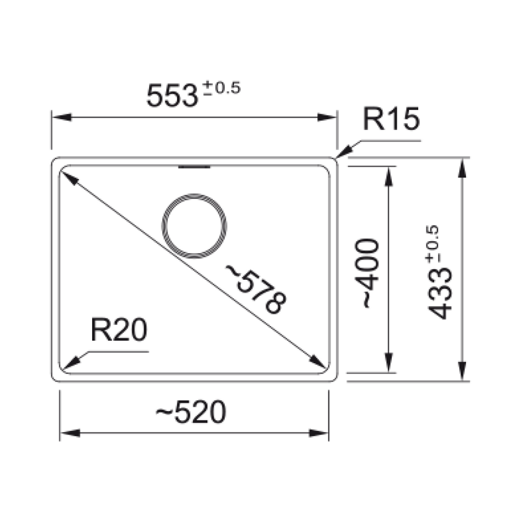 Franke Maris Undermount/Flushmount Single Bowl Sink - MRG21052SG-B Stone Grey - MRG21052SGB