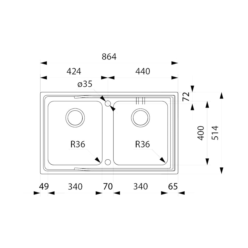 Franke Aton ANX220 Double Bowl Sink - Flushmount