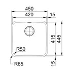 Franke Bell BCX210-42 Single Bowl Sink Topmount or Undermount - Stainless Steel - BCX21042
