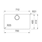 Franke Mythos MYX210-70FPC Single Bowl Topmount or Flushmount Sink - Includes Drainer, Rollamat & Remote Waste - MYX21070FPC