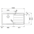 Franke Aton ANX211RHD Single Bowl Flushmount / Topmount Sink 2 Tap Holes - Right Hand Drainer