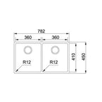 Franke Bolero BOX220-36 Double Bowl Sink Topmount, Undermount, Flushmount - Stainless Steel - BOX22036