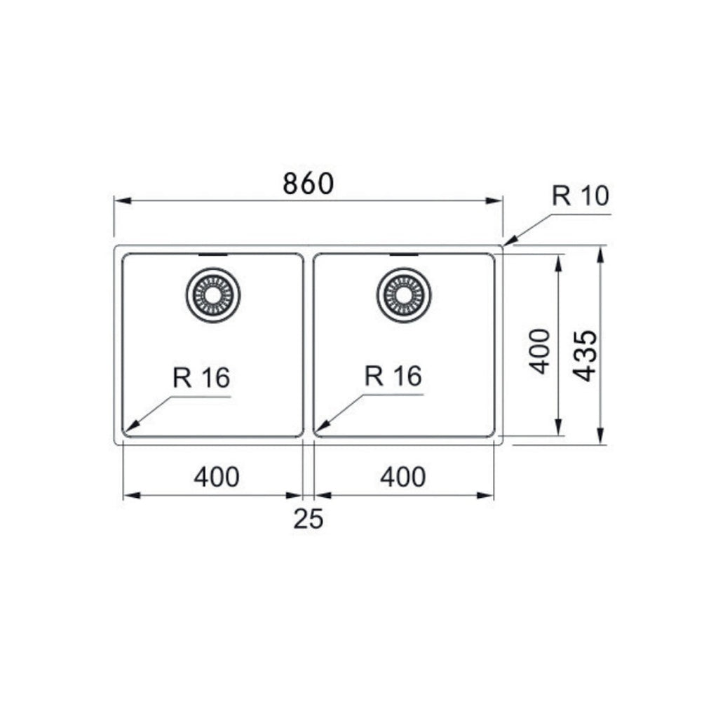 Franke Maris Double Bowl Sink MRX 220-40-40 - MRX22040/40