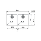 Franke Maris Double Bowl Sink MRX 220-40-40 - MRX22040/40