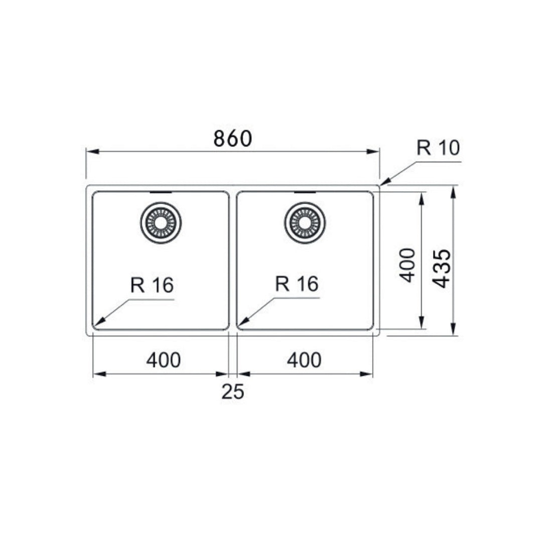 Franke Maris Double Bowl Sink MRX 220-40-40 - MRX22040/40