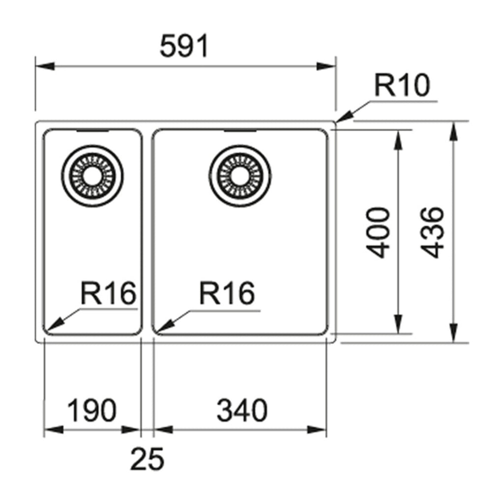 Franke Maris MRX 260-34-19 SBL 3 Way Install - Stainless Steel - MRX26034/19SBL