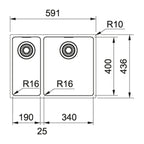 Franke Maris MRX 260-34-19 SBL 3 Way Install - Stainless Steel - MRX26034/19SBL