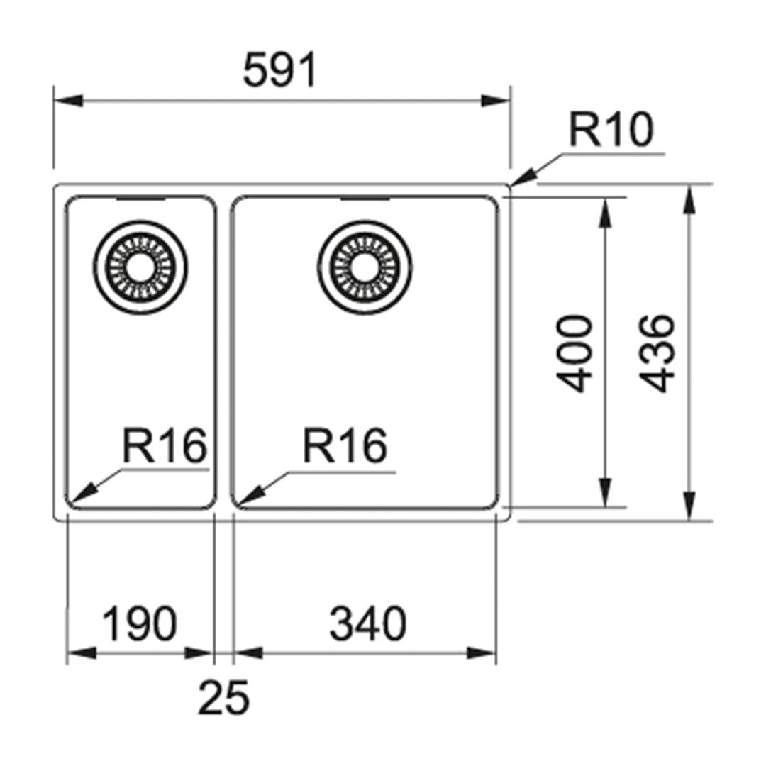 Franke Maris MRX 260-34-19 SBL 3 Way Install - Stainless Steel - MRX26034/19SBL