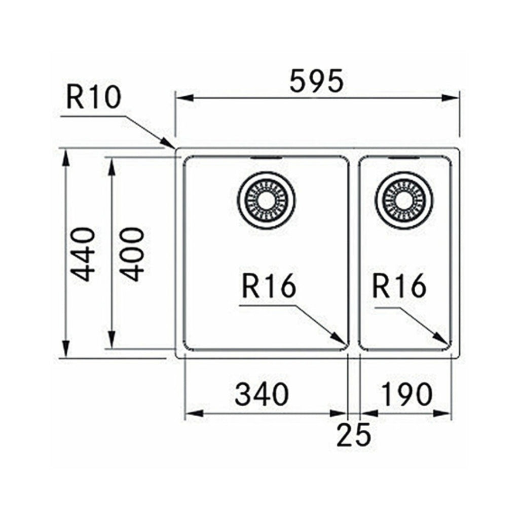 Franke Maris MRX 260-34-19 SBR Flushmount Sink - Stainless Steel - MRX26034/19SBR