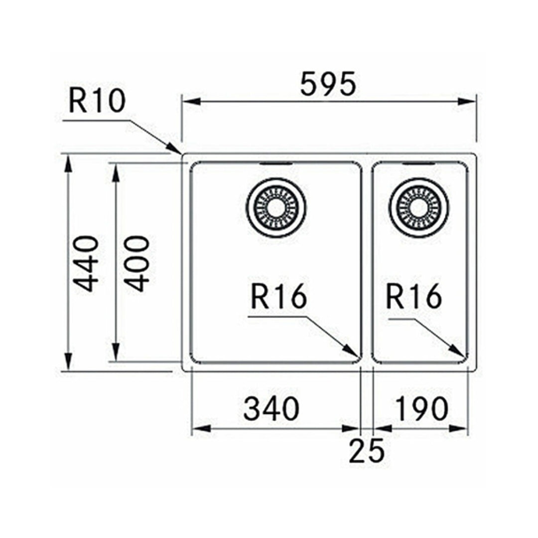 Franke Maris MRX 260-34-19 SBR Flushmount Sink - Stainless Steel - MRX26034/19SBR