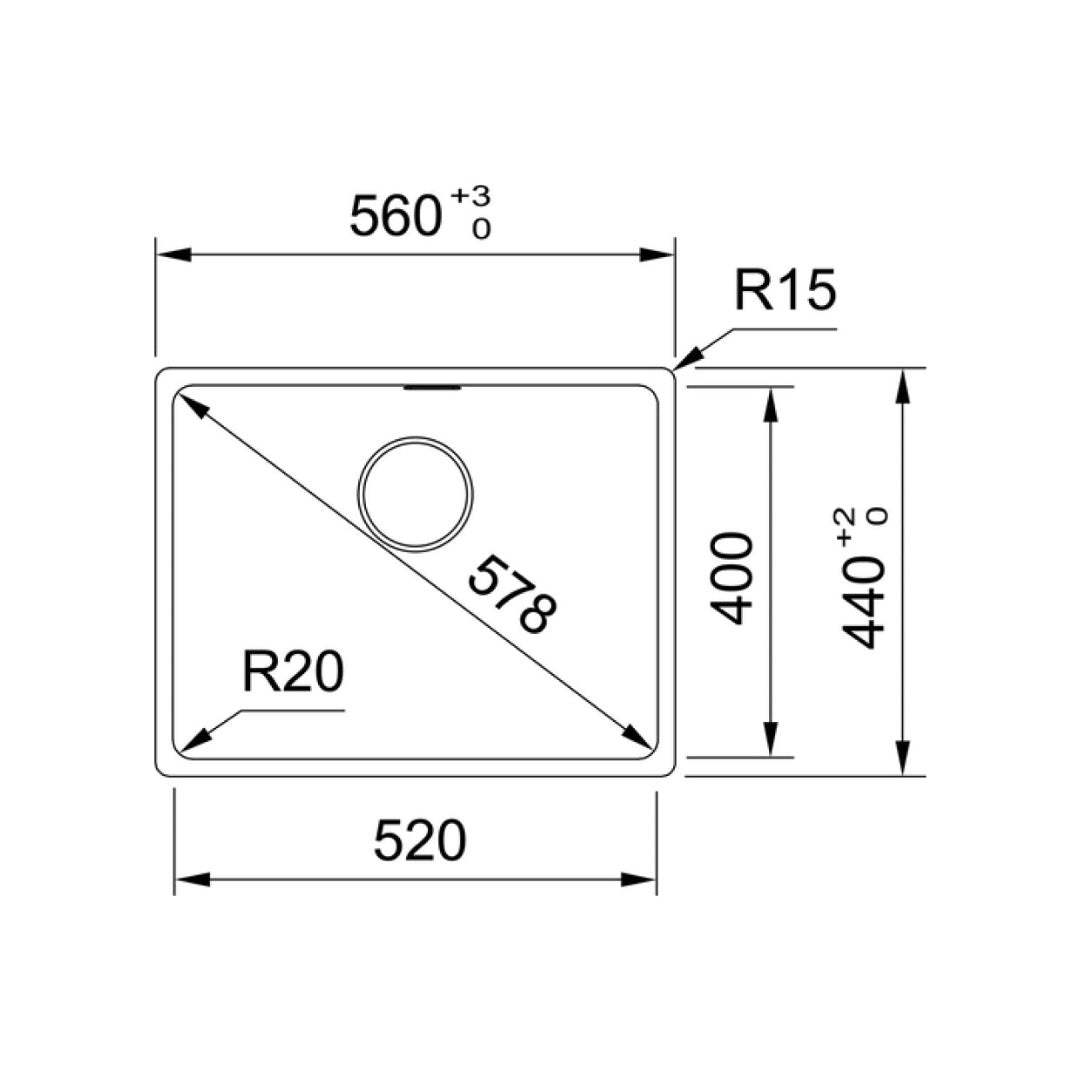 Franke Maris MRG610-52FPC-ON Topmount Single Bowl Sink - Onyx (Includes Drainer) - MRG61052ONFPC