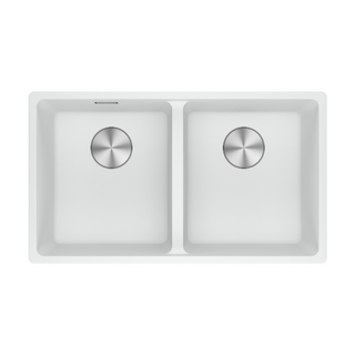 Franke Maris Undermount/Flushmount Double Bowl Sink - MRG120-35-35PW Polar White - MRG12035PWB