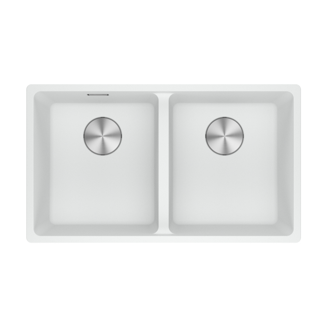 Franke Maris Undermount/Flushmount Double Bowl Sink - MRG120-35-35PW Polar White - MRG12035PWB