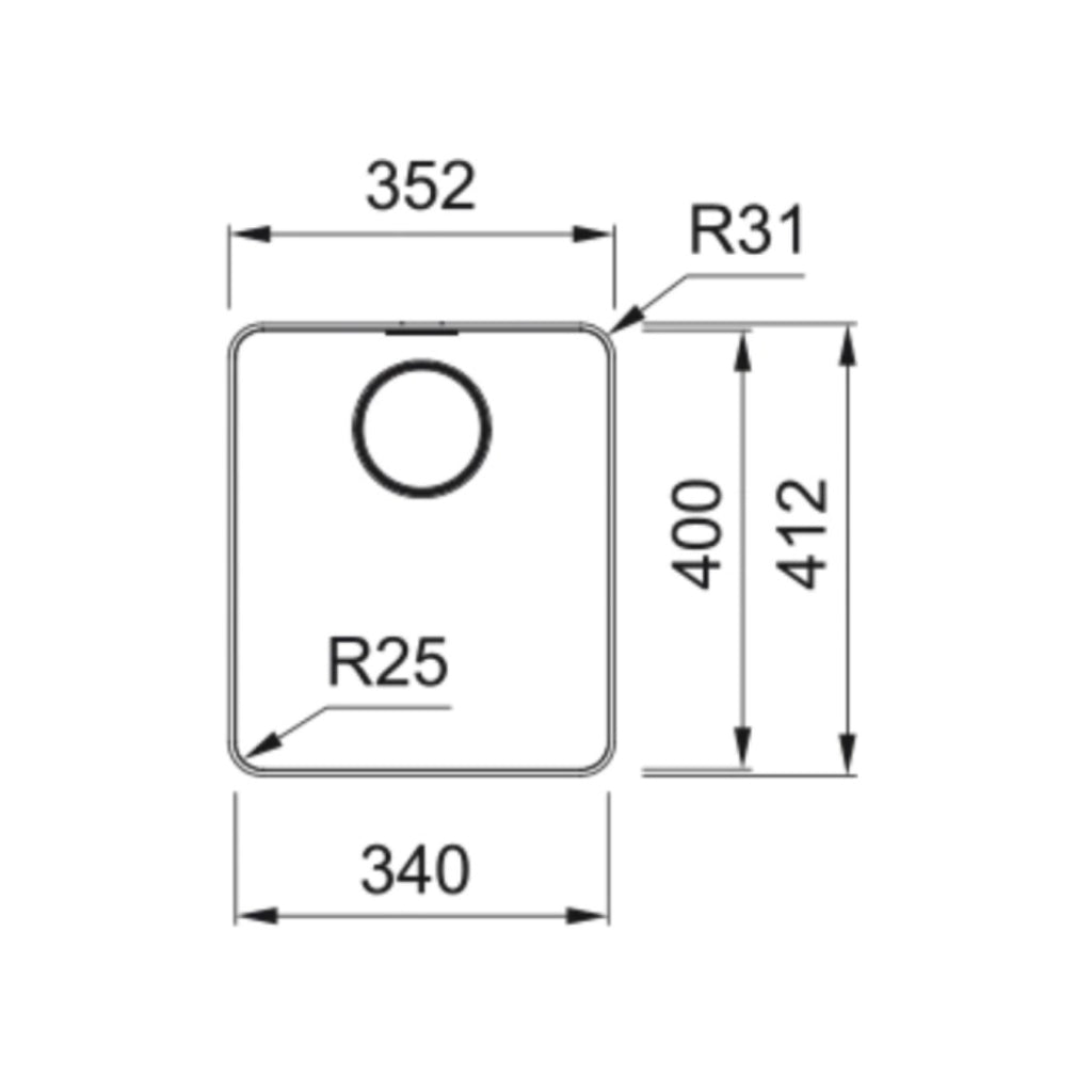 Franke Mythos Single Bowl Flushmount Sink - MYX210-34B - MYX21034B