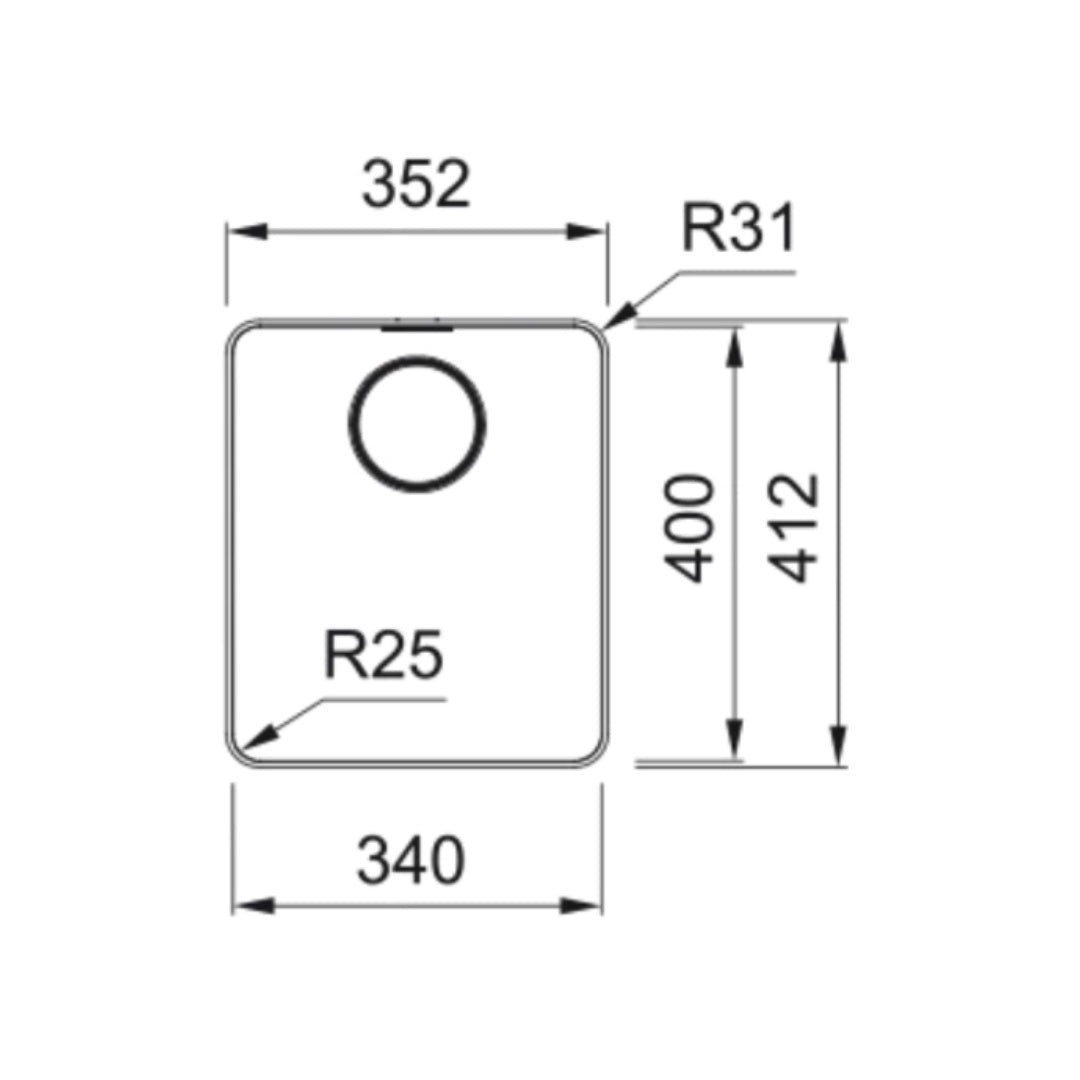 Franke Mythos Single Bowl Flushmount Sink - MYX210-34B - MYX21034B