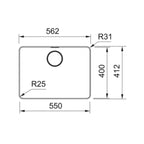 Franke Mythos Single Bowl Flushmount Sink - MYX210-55B - MYX21055B