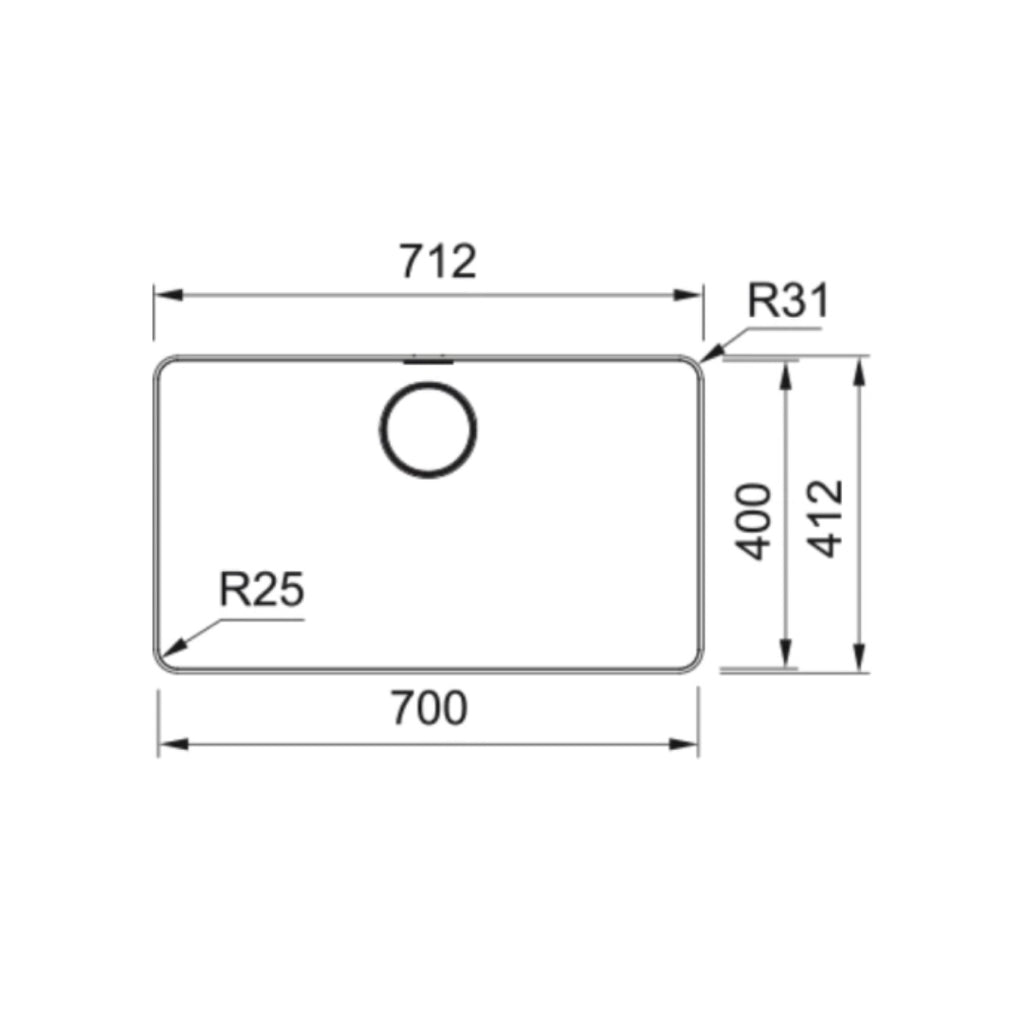 Franke Mythos Single Bowl Flushmount Sink - MYX210-70B - MYX21070B