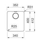 Franke Mythos MYX210-34FPC Single Bowl Sink - Includes Drainer, Rollamat & Remote Waste - MYX21034FPC