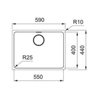 Franke Mythos Single Bowl Undermount Stainless Steel Sink - MYX110-55B - MYX11055B