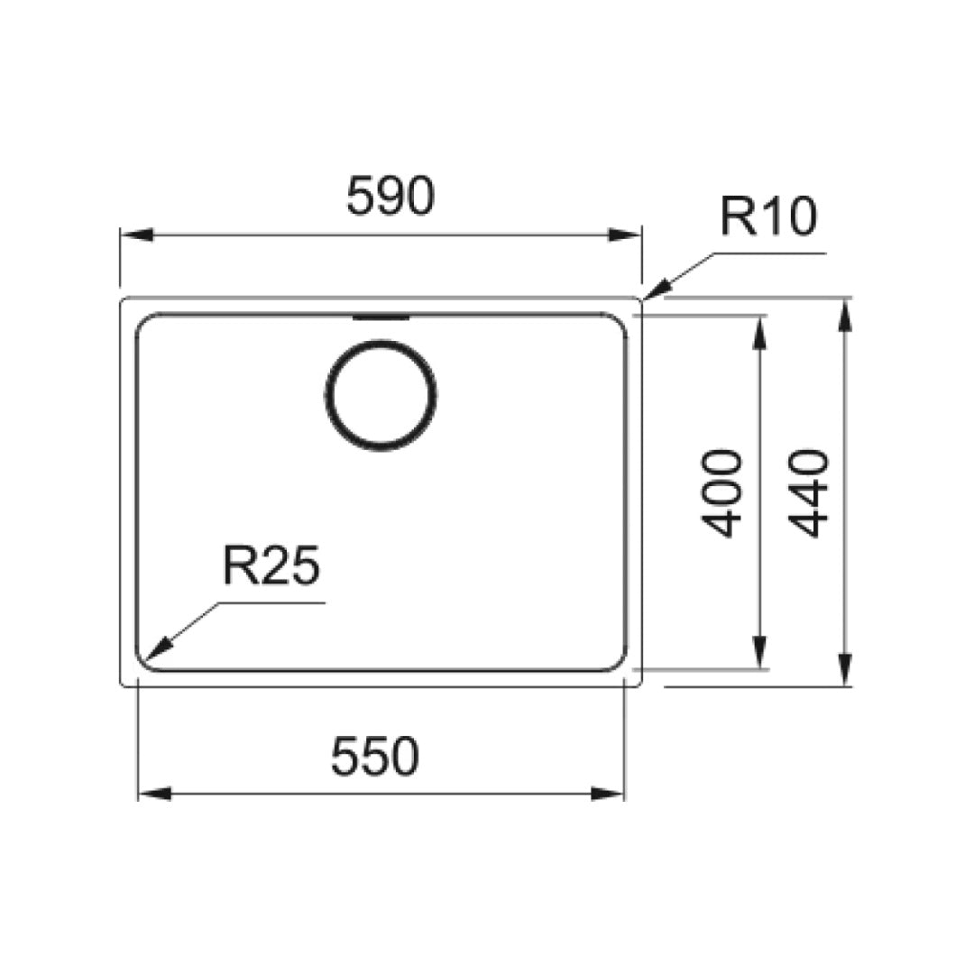 Franke Mythos Single Bowl Undermount Stainless Steel Sink - MYX110-55B - MYX11055B