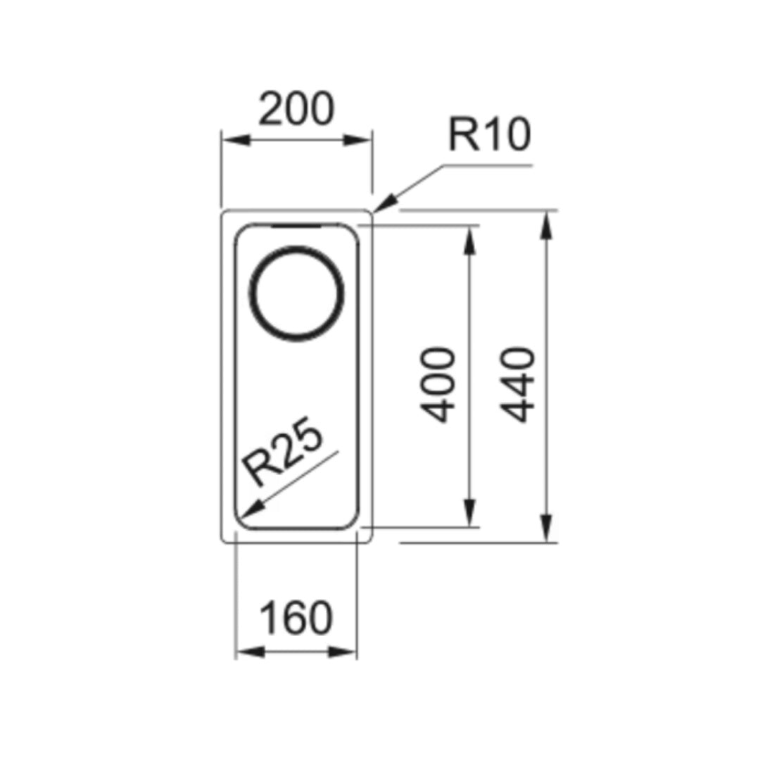Franke Mythos Single Bowl Undermount Sink - MYX110-16B - MYX11016B