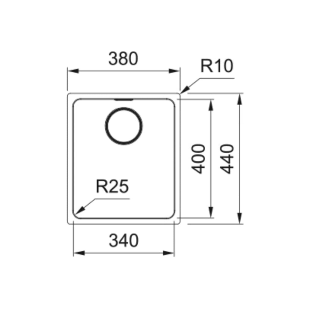 Franke Mythos MYX110-34FPC Single Bowl Undermount Sink - Includes Drainer, Rollamat & Remote Waste - MYX11034FPC
