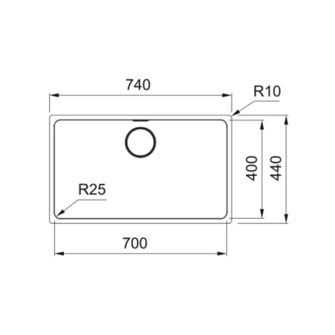 Franke Mythos Single Bowl Undermount Sink - MYX110-70B - MYX11070B