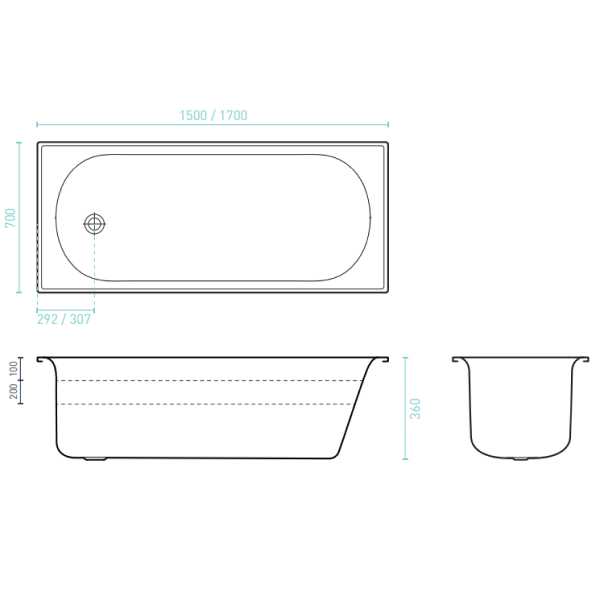 Decina Giorgia 1500 Pressed Metal Island Bath - GI1500W