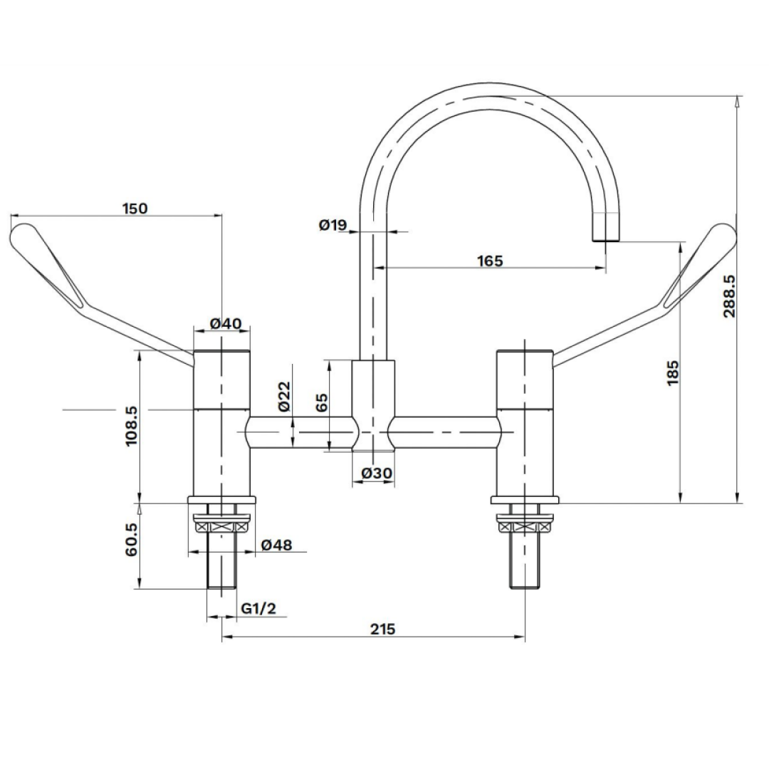 Gentec Zero Lead 316 Stainless Steel 150mm Gooseneck Tap Set - GPCL15015