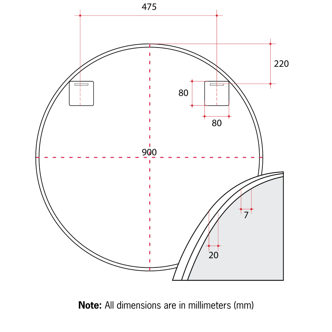 Thermogroup Ablaze Georgia Round White Framed Mirror - GR9090W