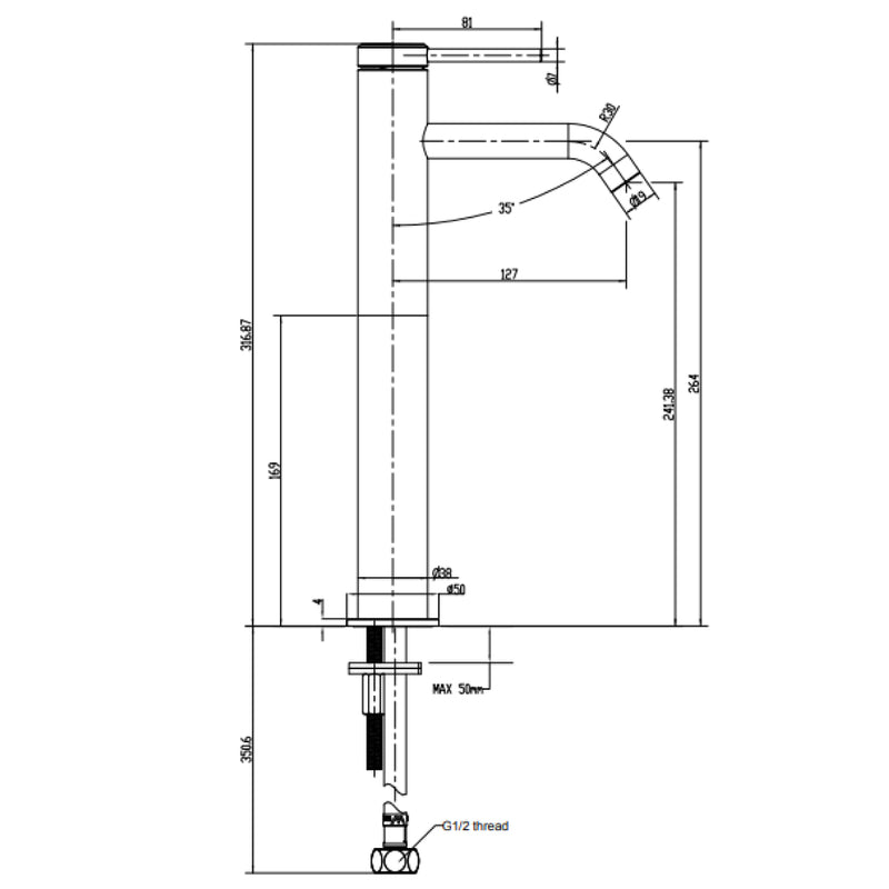 Gareth Ashton Poco Tall Basin Mixer - Black 6B2-B