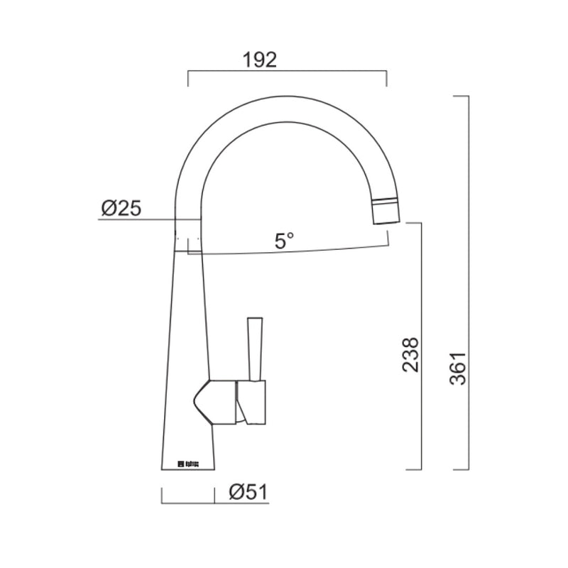 Gareth Ashton 304 Gooseneck Bar Sink Mixer - Brushed Steel