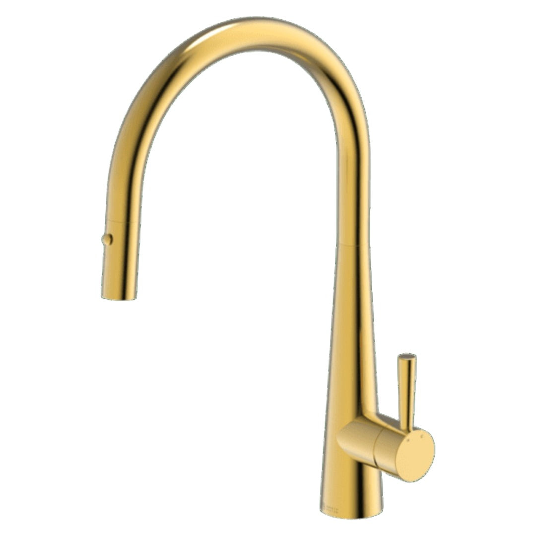 Gareth Ashton 304 Gooseneck Pull Out Kitchen Mixer with Dual Spray Function - Eureka Gold - KTA014-G