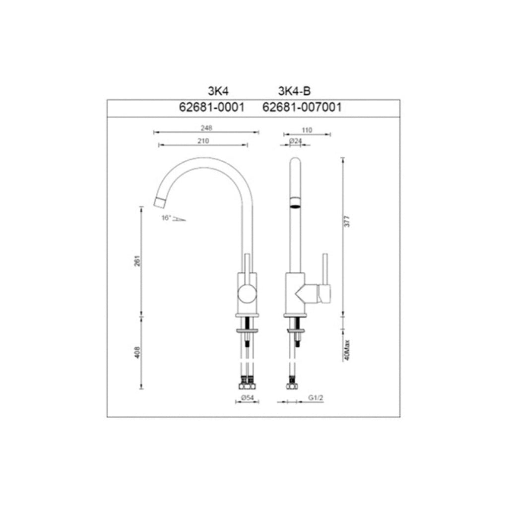 Gareth Ashton Lucia Goose Sidelever Mixer - Brushed Brass - 3K4-BB
