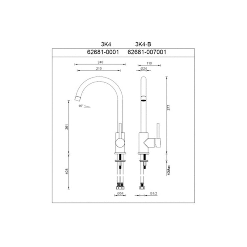 Gareth Ashton Lucia Goose Sidelever Mixer - Brushed Brass