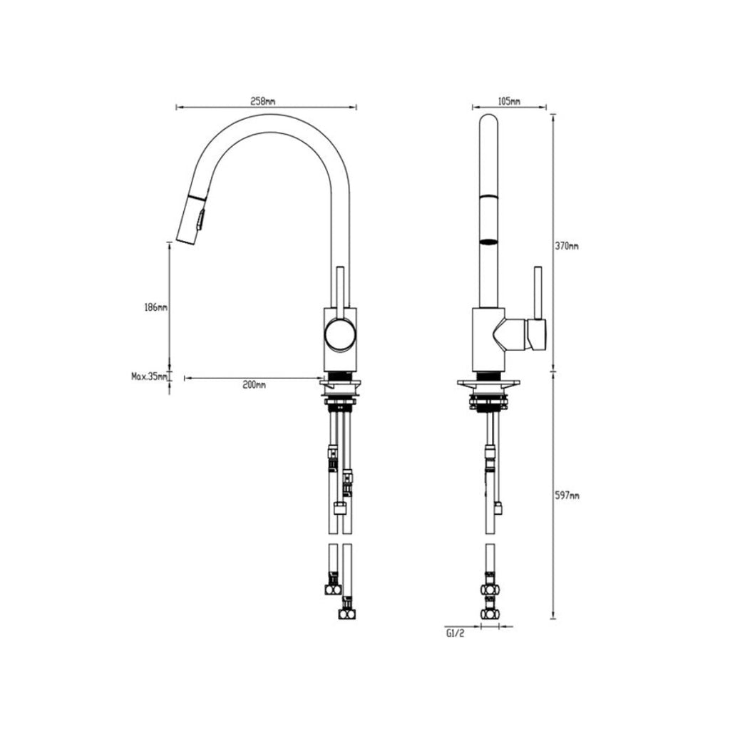 Gareth Ashton Lucia Goose Sidelever Mixer with Pullout - Chrome - SK5-2