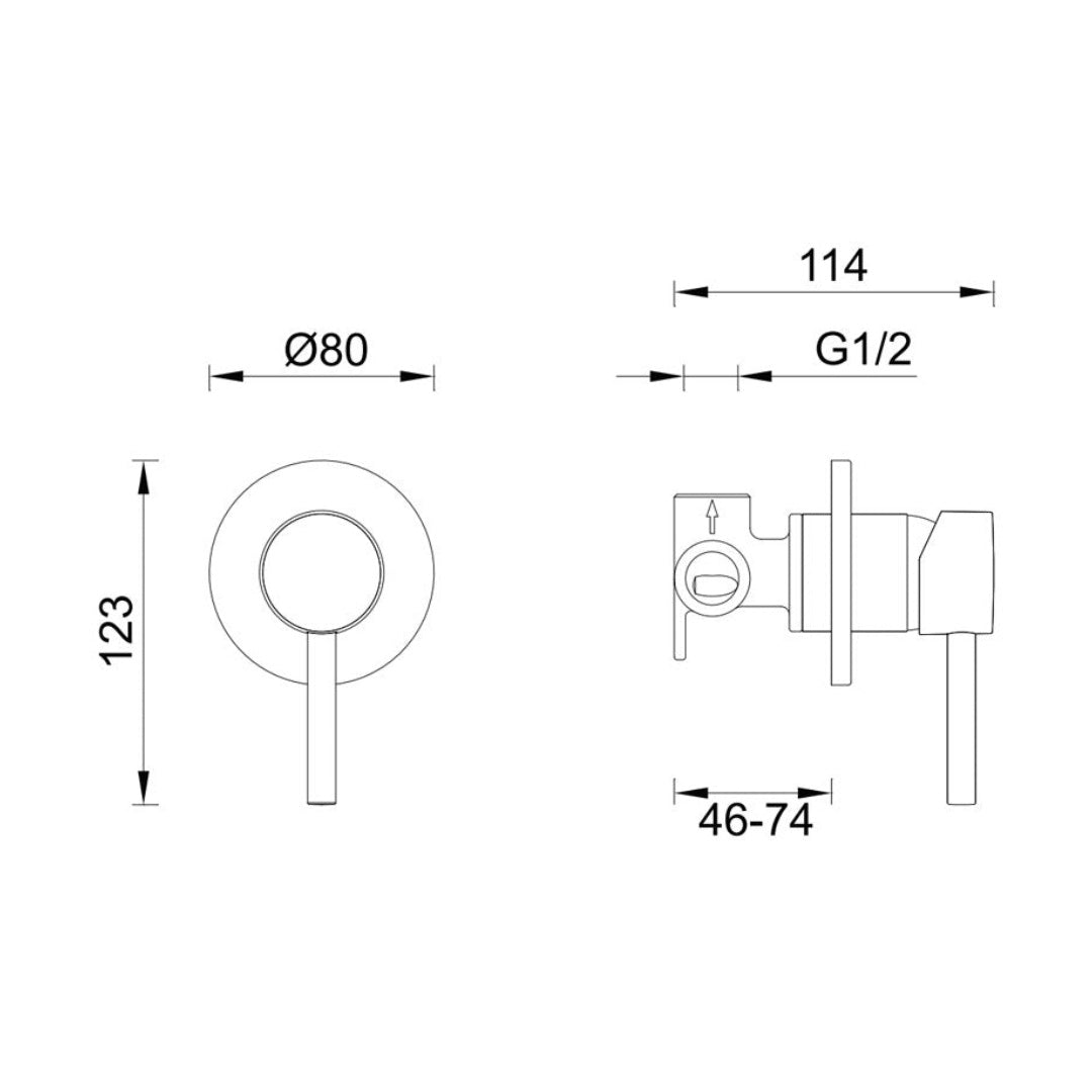 Gareth Ashton Lucia Shower Mixer External - Brushed Nickel - 3SH-EXT-BN + SH-INT-BN
