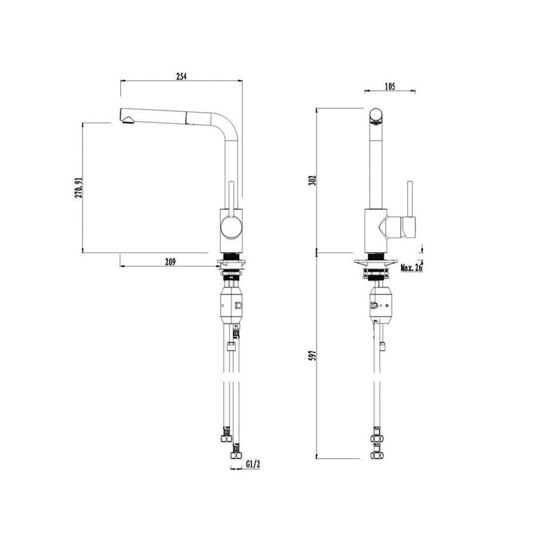 Gareth Ashton Lucia Sidelever Pull Out Mixer - Chrome - 3K6