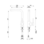 Gareth Ashton Lucia Sidelever Sink Mixer - Black - 3K2-B