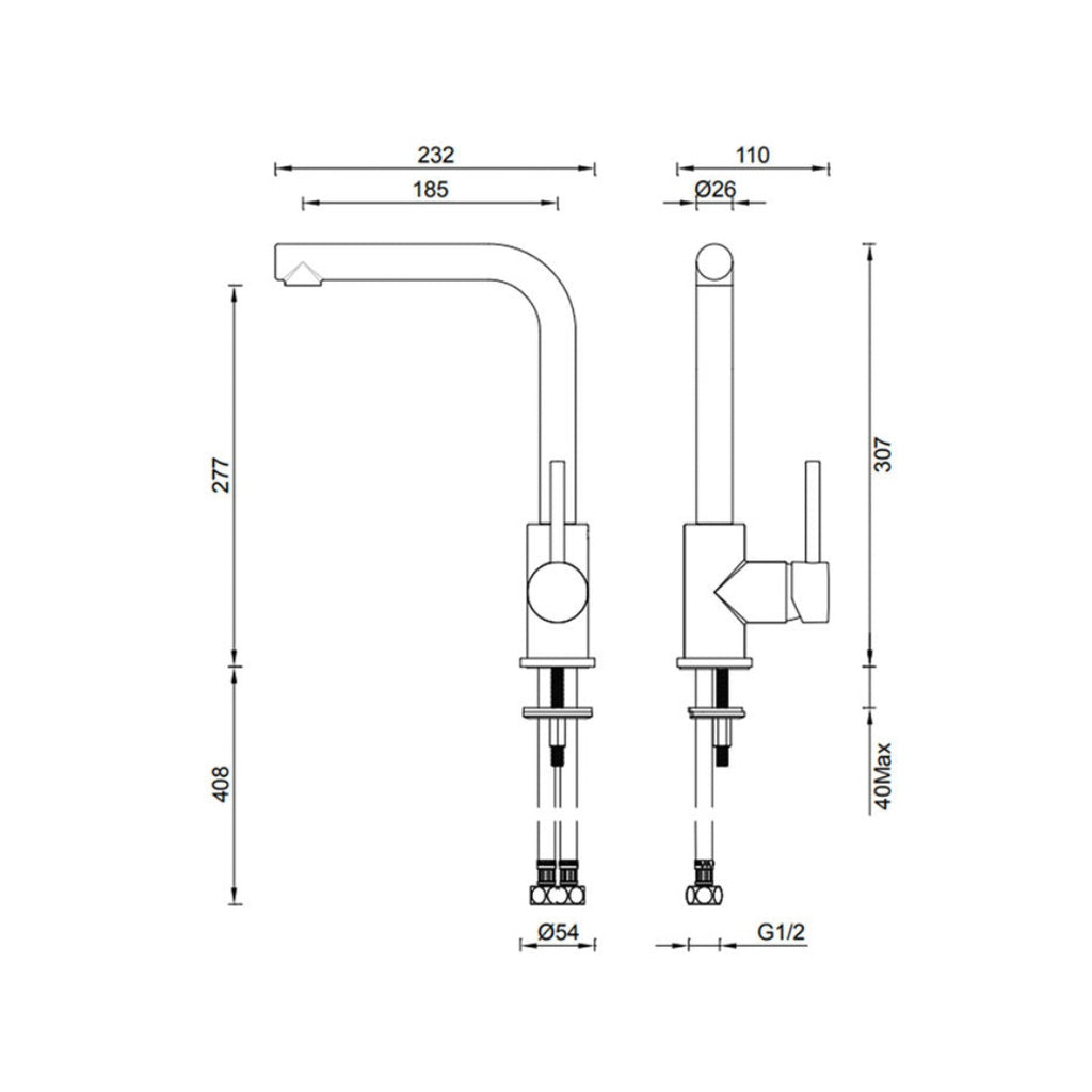 Gareth Ashton Lucia Sidelever Sink Mixer - Gun Metal - 3K2-GM