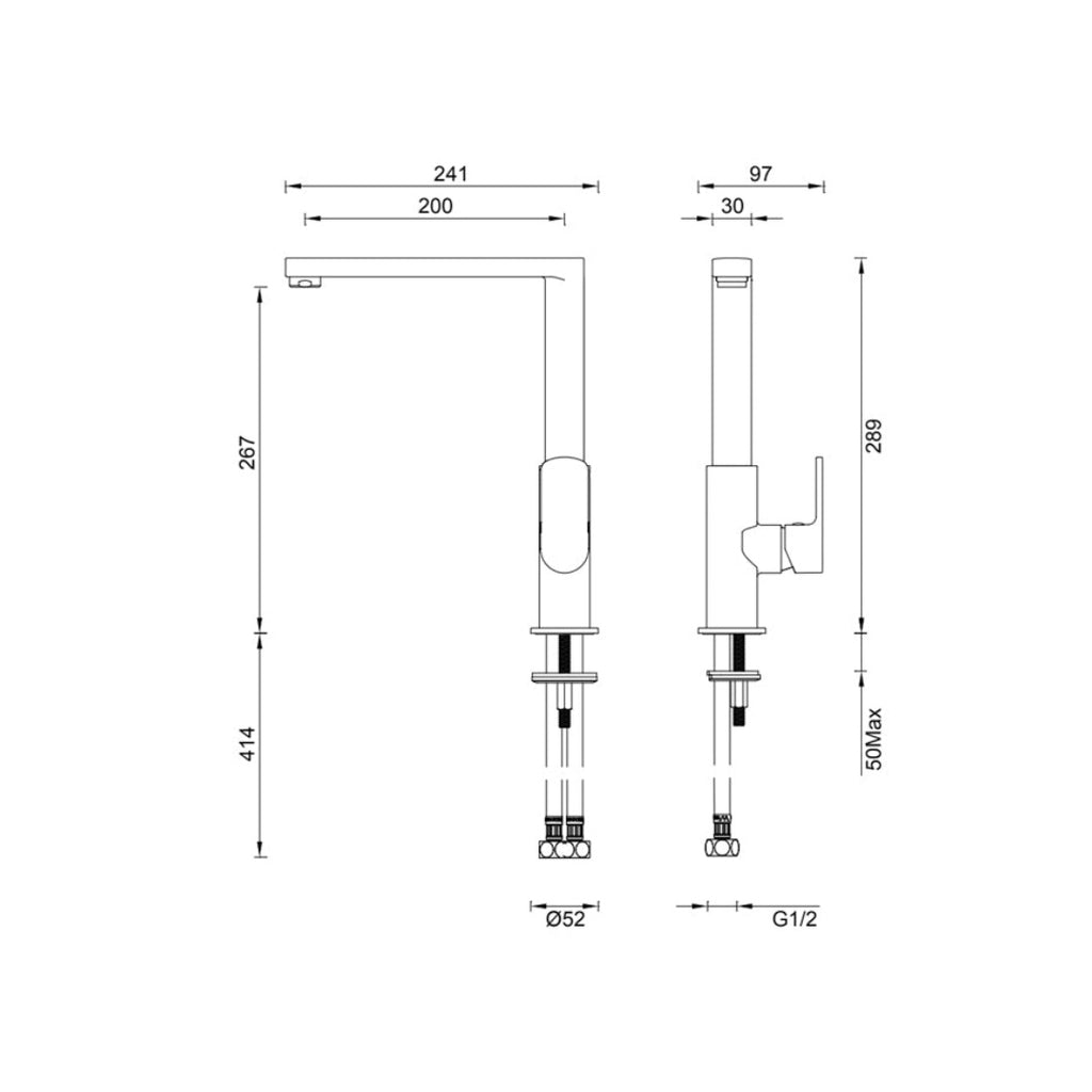Gareth Ashton Madison Side Lever Kitchen Mixer - Chrome - 2K1