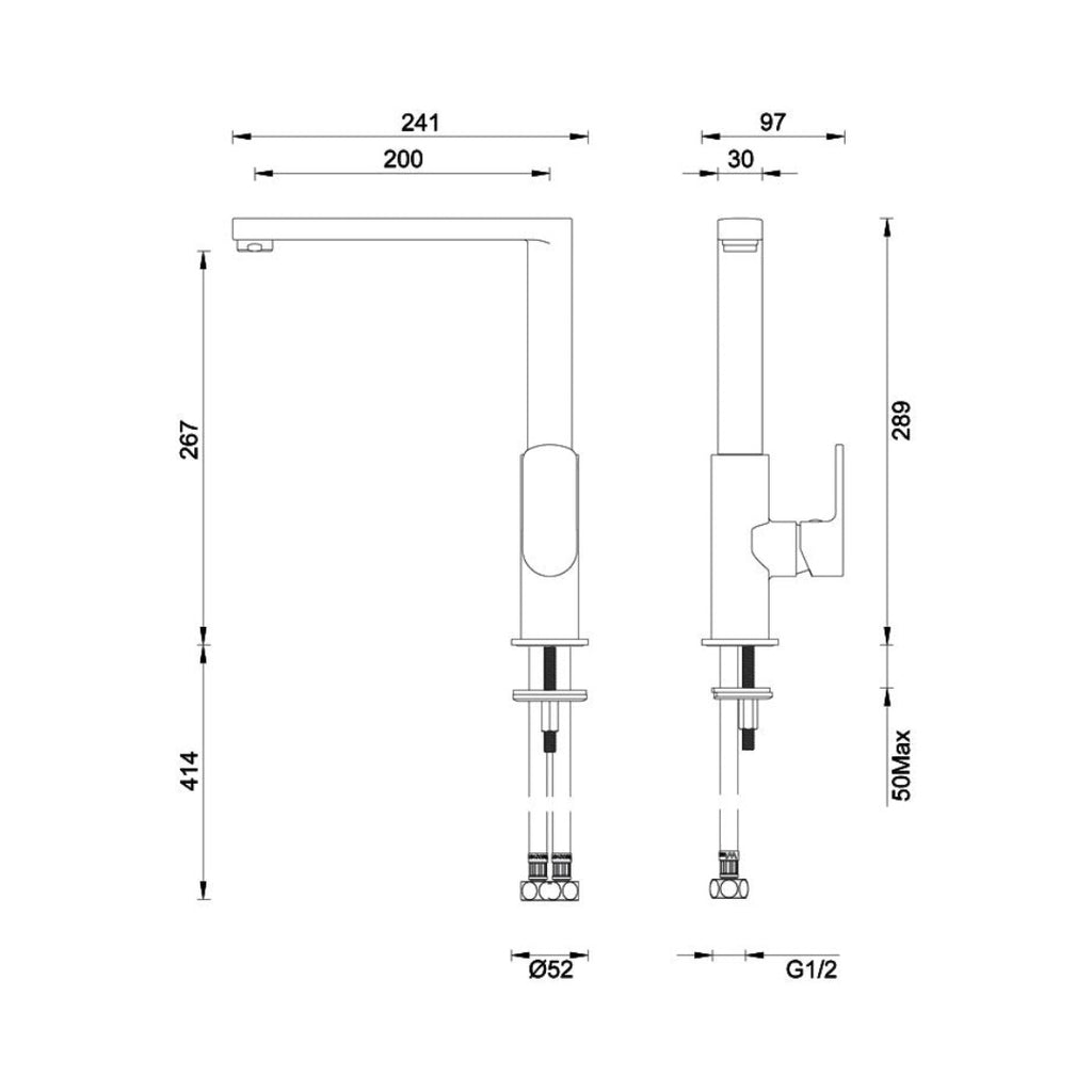 Gareth Ashton Madison Side Lever Kitchen Mixer - Gun Metal - 2K1-GM