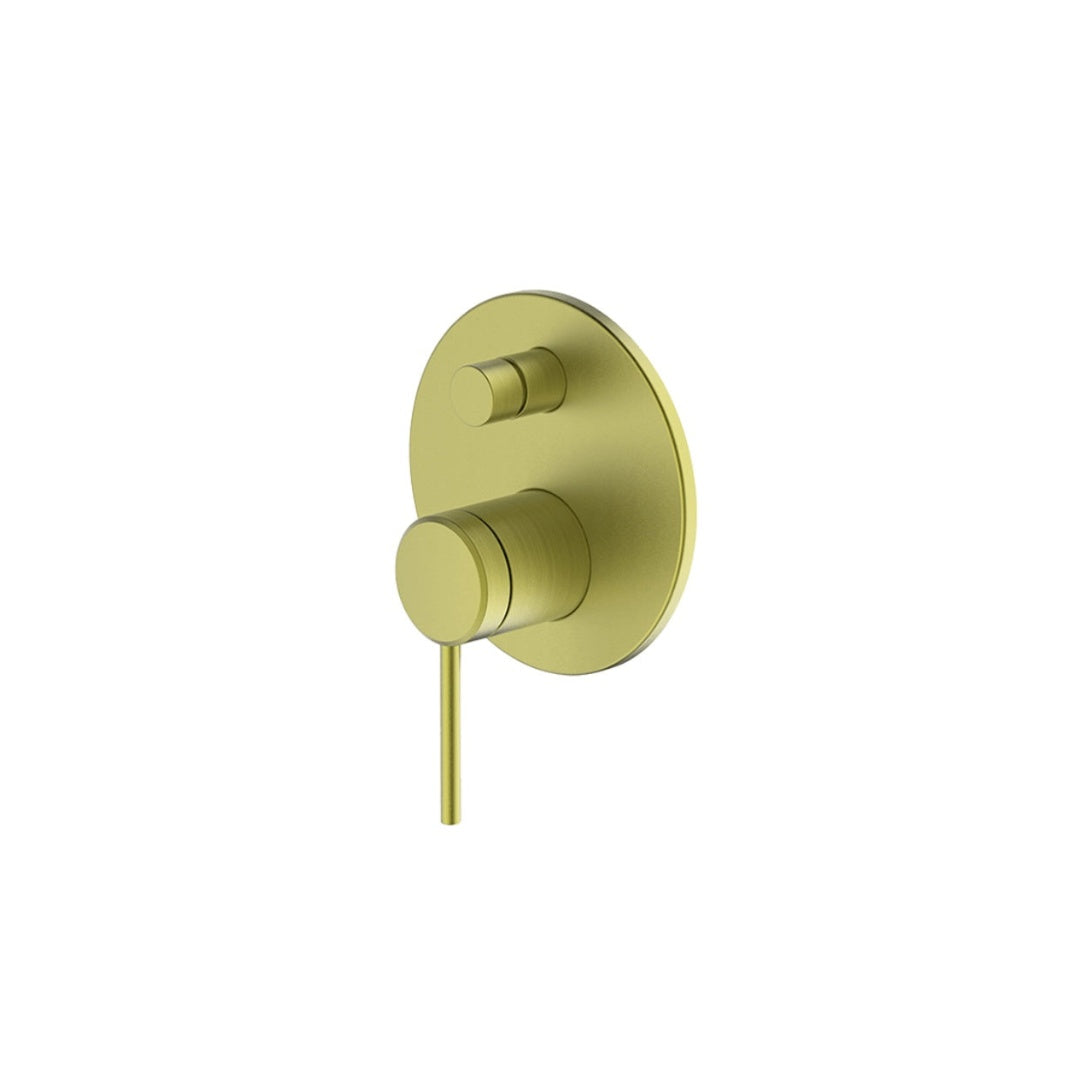 Gareth Ashton Poco Diverter Wall Mixer - Brushed Brass - 6SHD-EXT-BB + 6SHD-INT-BB