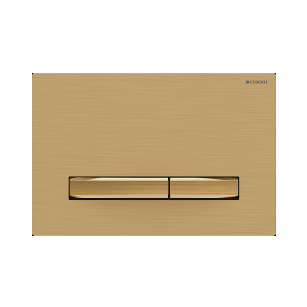 Turner Hastings Fino WhisperFlush Floor Mounted Toilet Package (Includes Geberit Cistern & Brushed Brass Flush Plate) - Gloss White - FP50GE-GW-K-BB