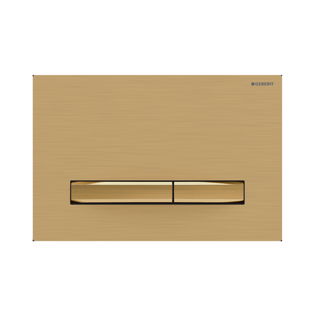 Turner Hastings Fino WhisperFlush Floor Mounted Toilet Package (Includes Geberit Cistern & Brushed Brass Flush Plate) - Gloss White - FP50GE-GW-K-BB