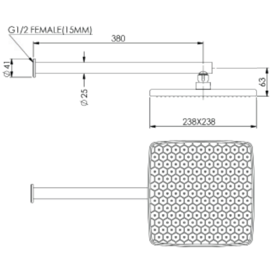 Greens Glide Syntra RainBoost Wall Shower - Brushed Brass - 67300BB