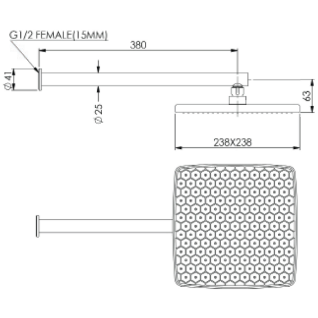 Greens Glide Syntra RainBoost Wall Shower - Brushed Nickel - 67300BN