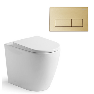 Argent Grace Hygienic Flush Wall Faced Package - Argent Cistern - Square Brushed Gold Button - 8H16901S4B + IN38905 + IN38785BG