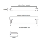 Greens Astro II Single Towel Rail 650mm Brushed Nickel - 681305BN